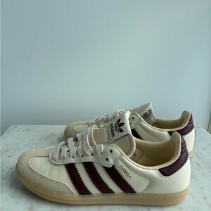 Adidas Samba Cream and Burgundy Women's Sneakers